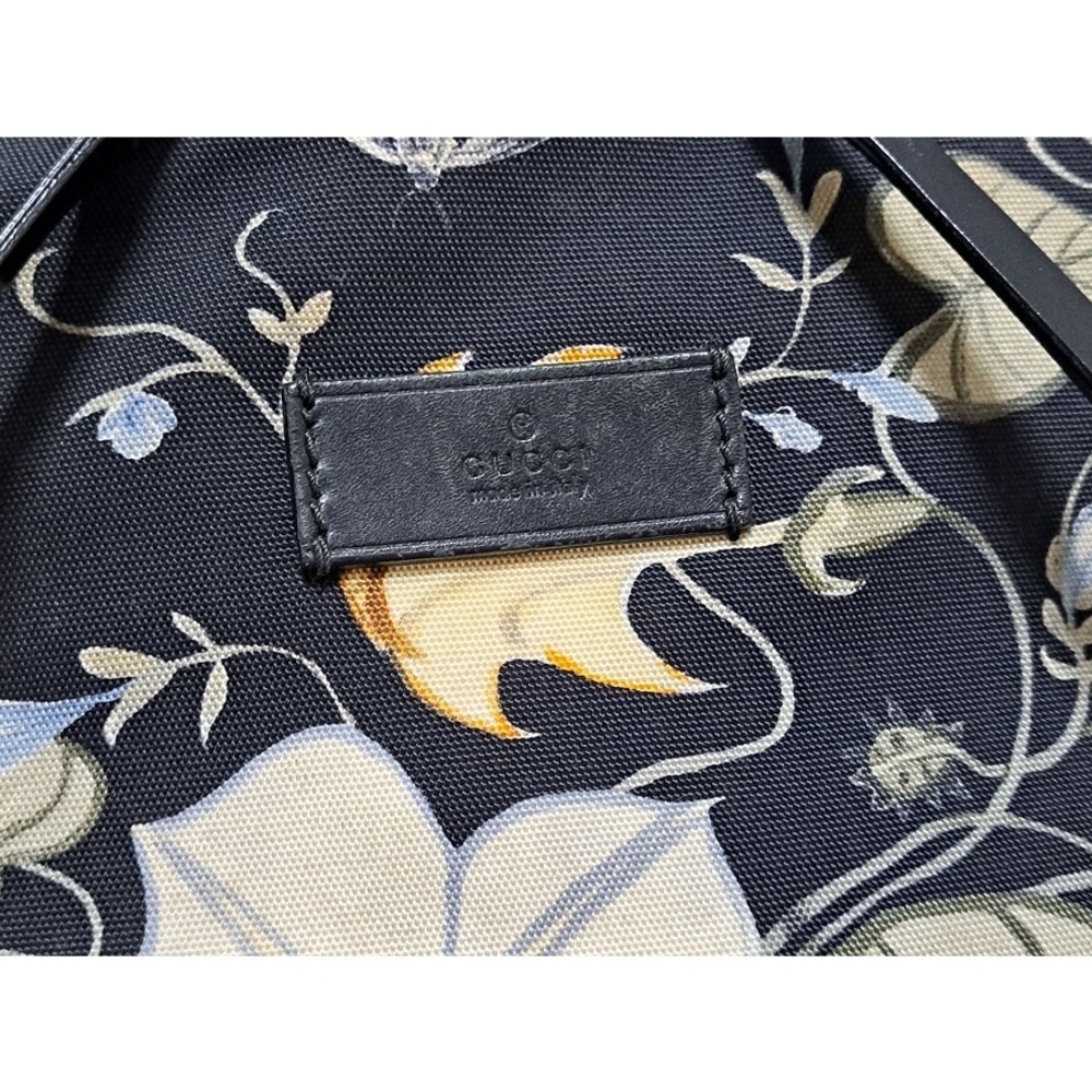 Gucci Floral Pattern Black Backpack Nylon - image 4